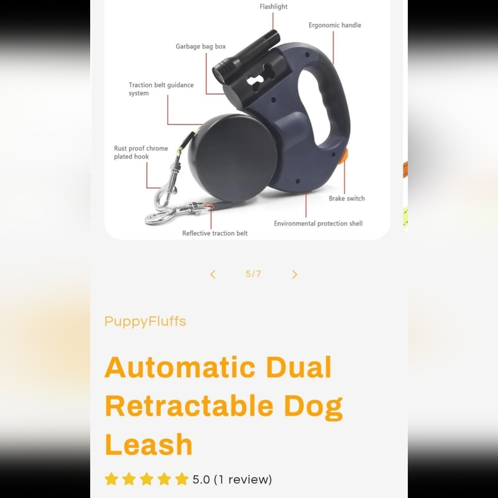 Automatic Dual Retractable Dog Leash - Black